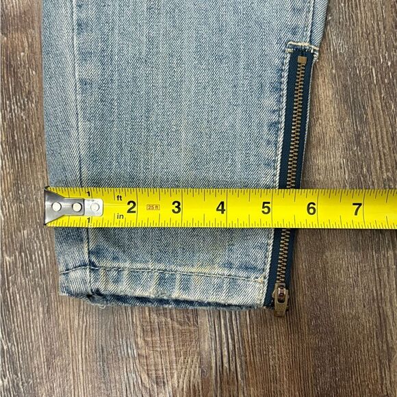 One x One Teaspoon Denim Distressed Patch Work Straight Leg Blue Jeans Size 26 - Picture 6 of 10